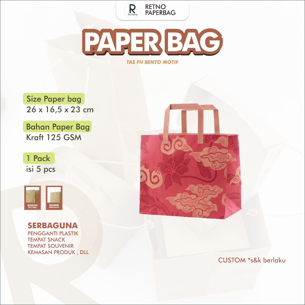 

Paper Bag Bento Tas Nasi Hajatan Motif Batik Murah-Retno Paperbag