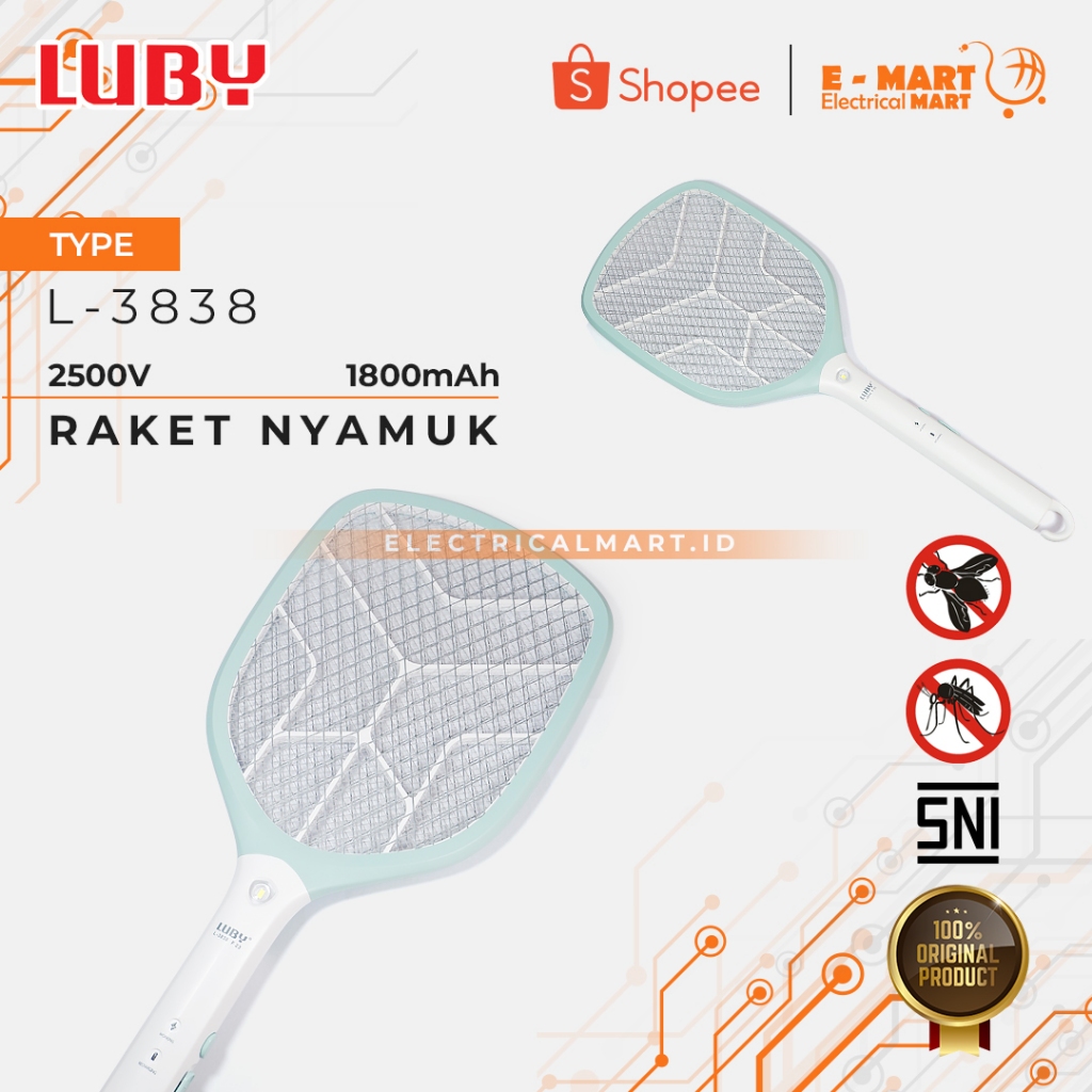 Raket Nyamuk LUBY Elektrik Charge L-3881/L-3882/L-3838/L-3865 Powerfull