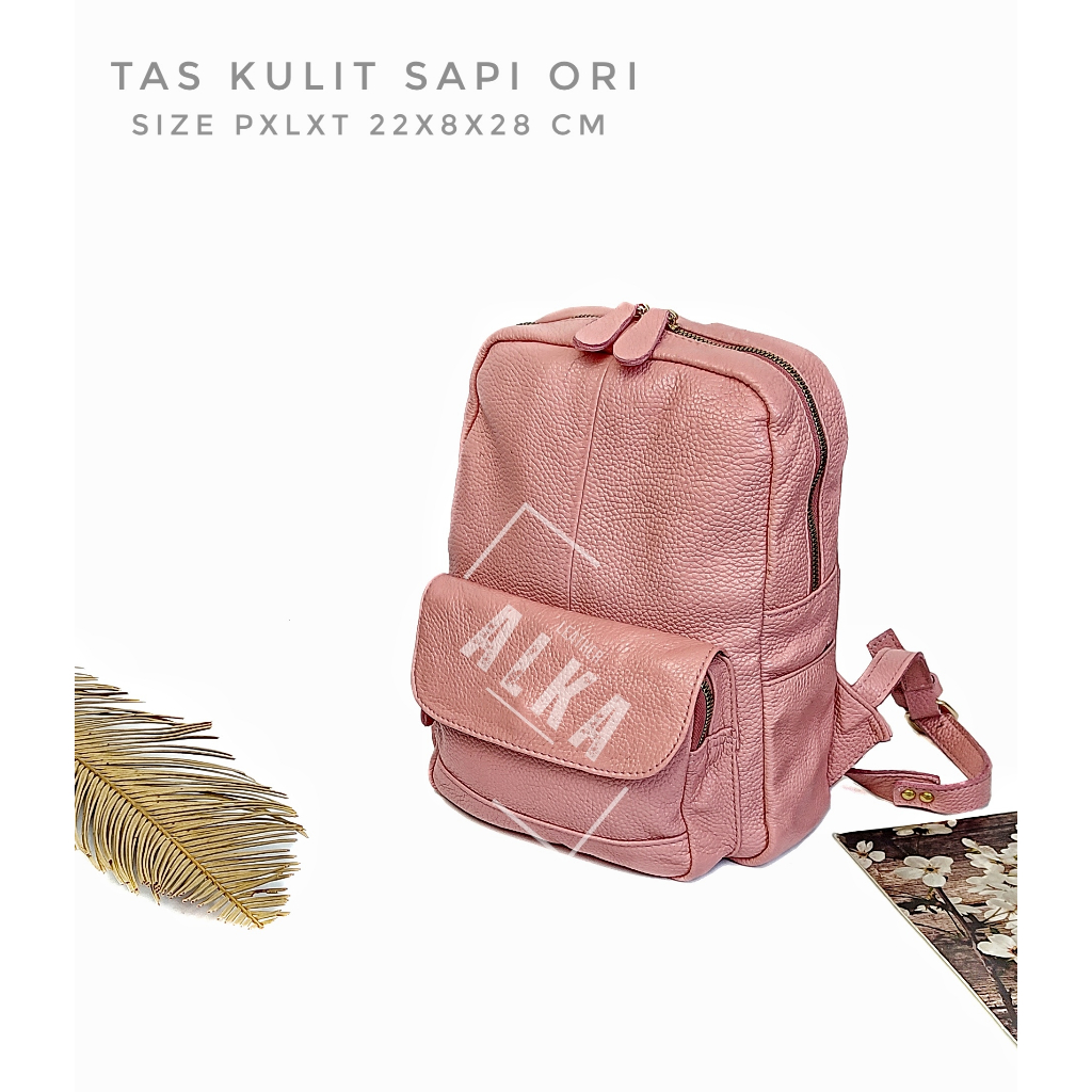 Tas Ransel Wanita Backpack Kulit Asli Garut Sekolah Santai
