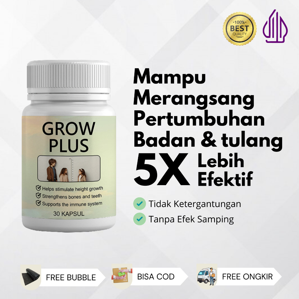 GROW PLUS - Herbal Peninggi Badan Terbaik Untuk Remaja dan Dewasa hingga 5 - 15 cm ampuh original ha
