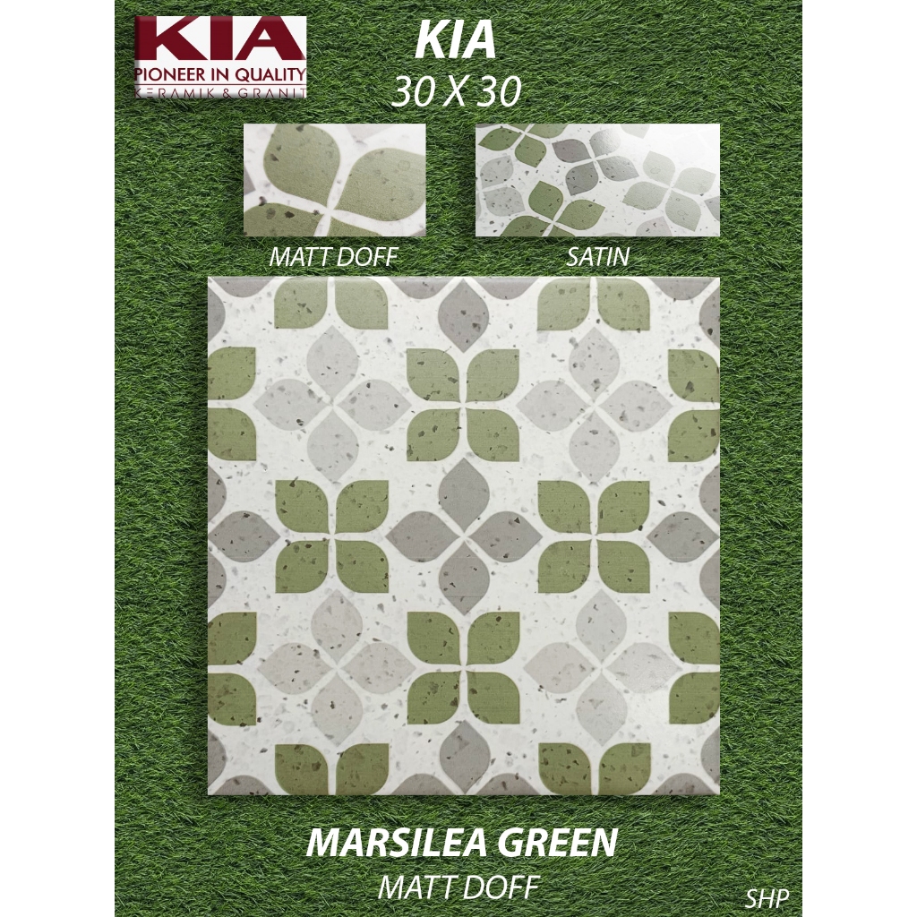 Keramik Lantai Kamar Mandi 30X30 Doff KIA Marsilea Green KW1 Pekanbaru Riau