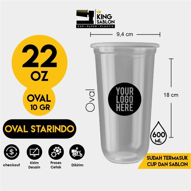 Sablon cup 22oz oval sablon gelas oval