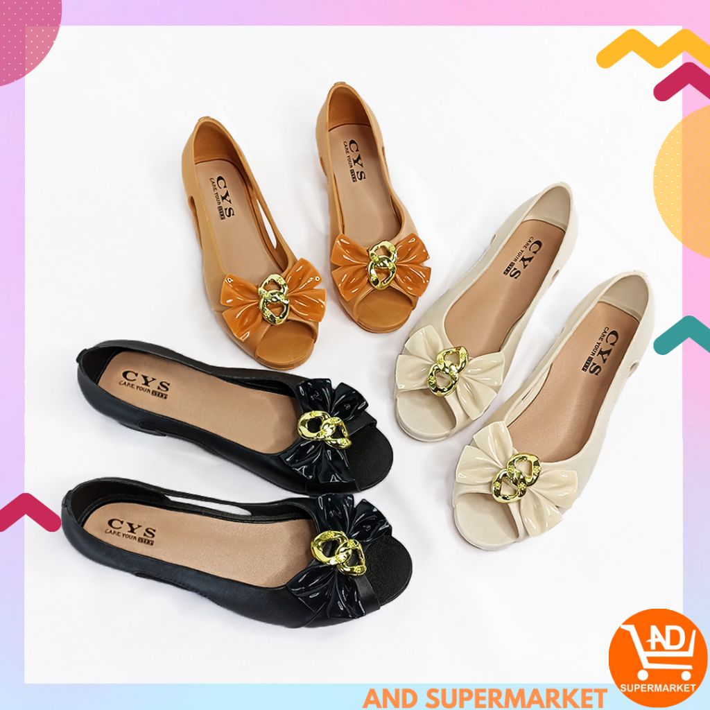 Sepatu Flat Shoes Wanita Hak Sepatu Bahan Jelly Mules Hak Tahu Sepatu Kerja - Flatshoes  SPT-88