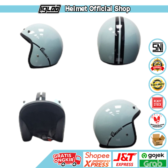 Helm Bogo Retro ANT Classic Ana Sage Green (Tanpa Kaca), Helm SNI