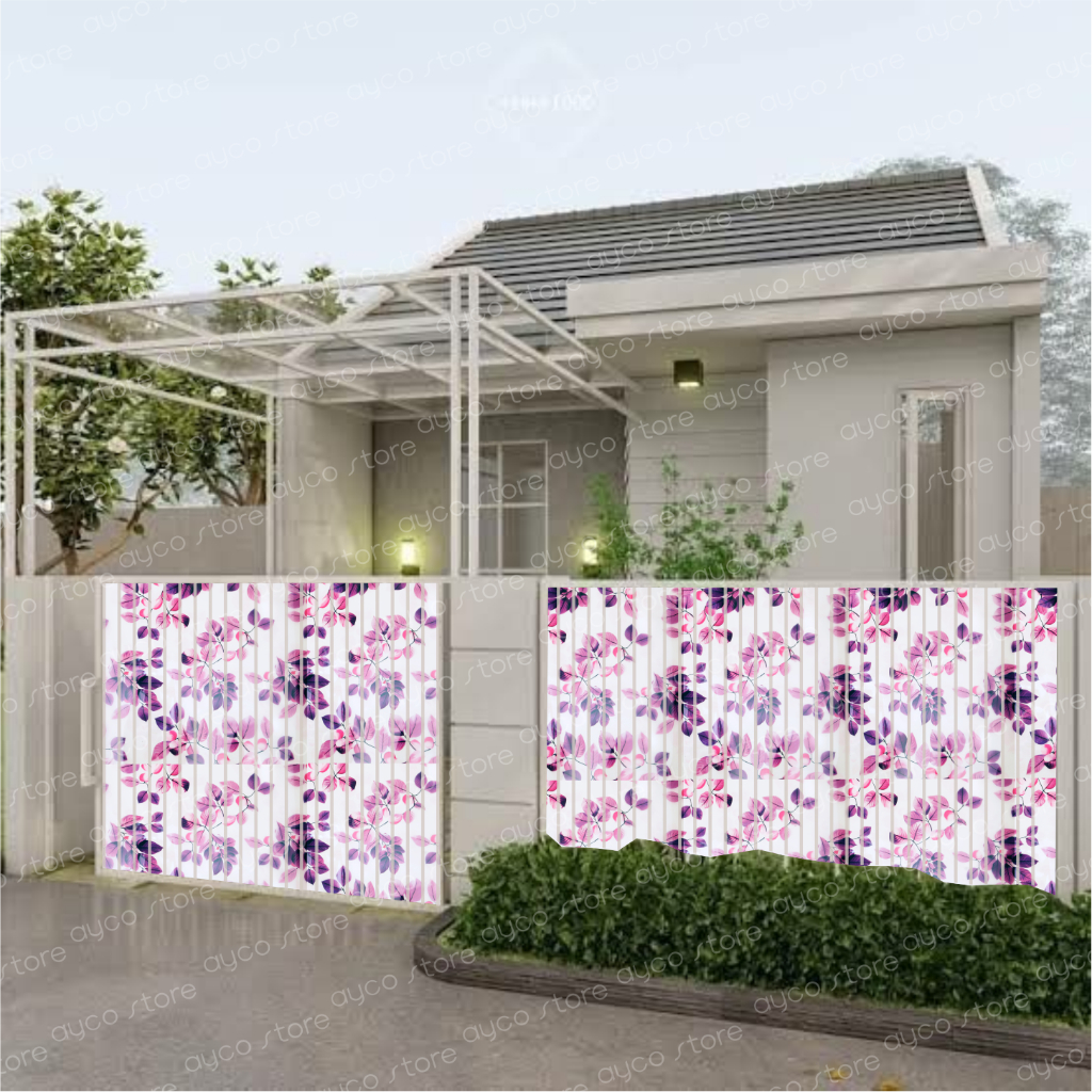 Fiber Penutup Pelapis Pagar Plastik Motif - Master Leaf Ungu