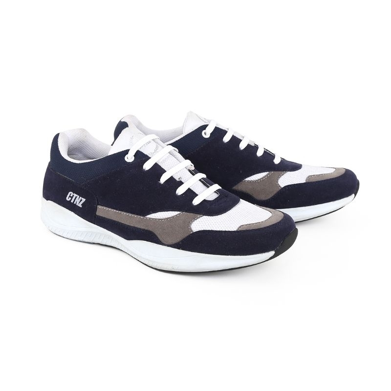 Sepatu - Catenzo Sneakers Pria Casual Original Kulit Sintetis Biru Navy AT 1261