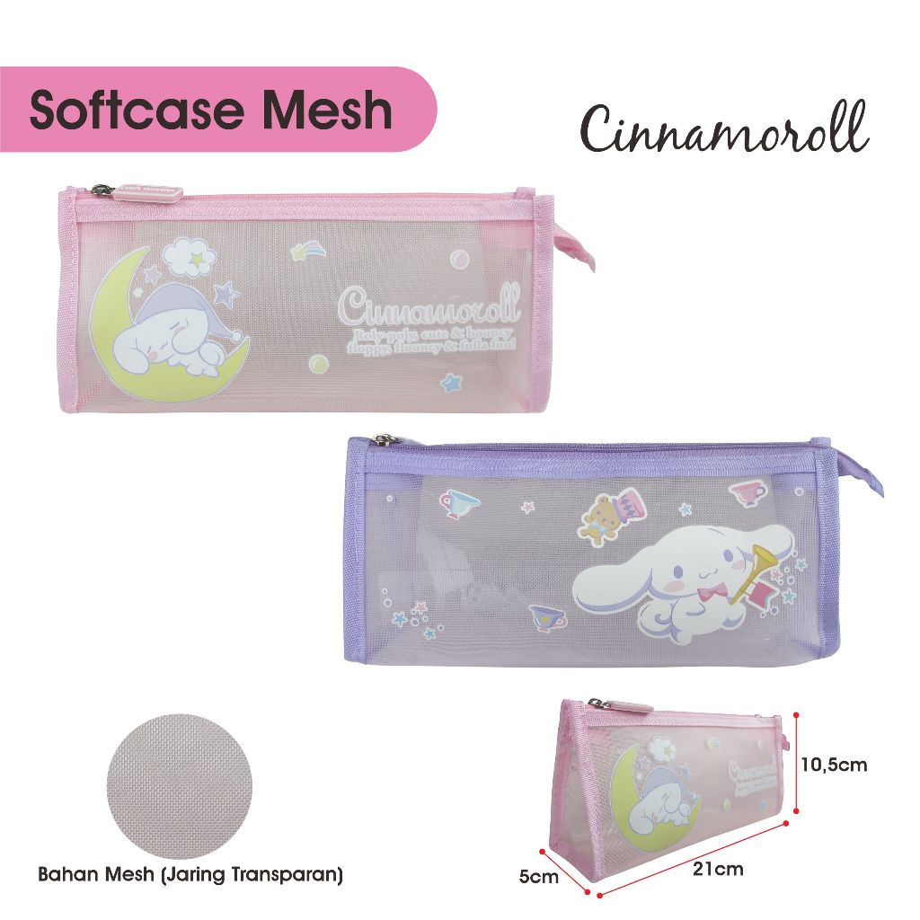 

Tempat Pensil CINNAMOROLL Ori Mesh Kotak Pensil Pencil Case Softcase Tepak Pensil Tempat Alat Tulis Make Up KW0007A