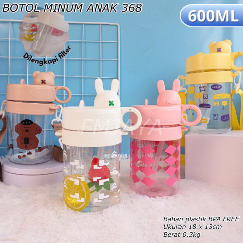 BOTOL MINUM ANAK 368 || BOTOL MINUM 600ML INFUSED WATER || BOTOL MINUM + TALI || BOTOL MINUM ANAK FR