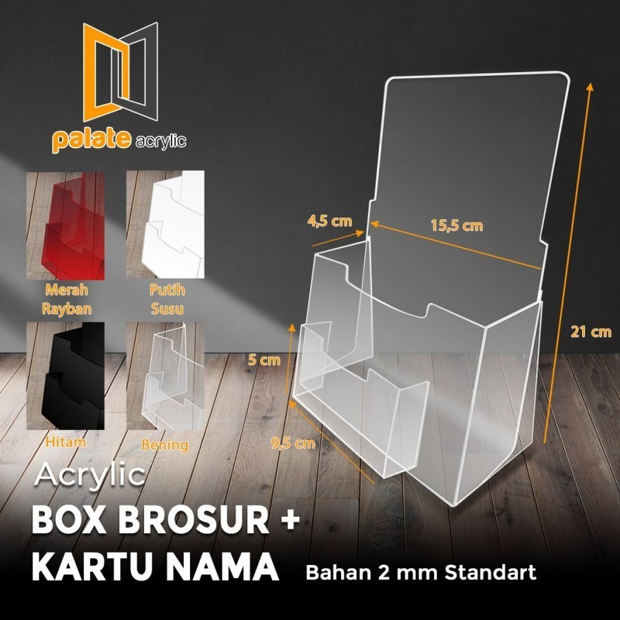 AKRILIK TEMPAT BROSUR A5+KOTAK KARTU NAMA/AKRILIK A5 TEBAL 2MM