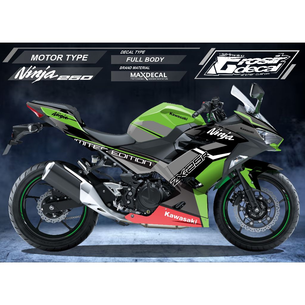 Decal Sticker Ninja 250 New Fi Hijau Fullbody Dekal Stiker Ninja 250 New Full Body