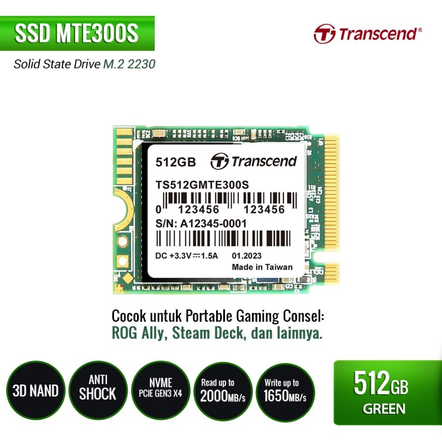 Transcend SSD MTE300S NVME 2230 - 512GB