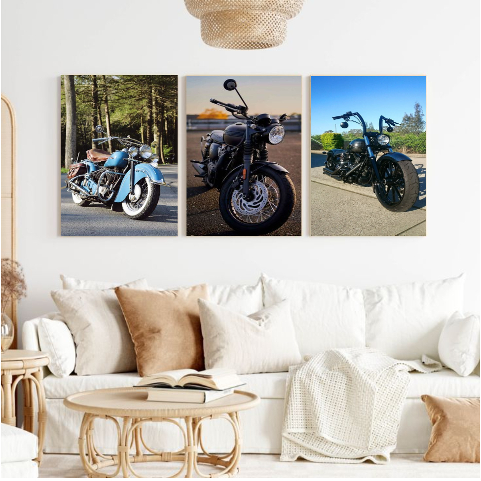 BOMAL....HIASAN DINDING RUANG TAMU MOTIF MOTOR KLASIK TERBARU/HIASAN DINDING RUANG KAMAR POSTER KAYU