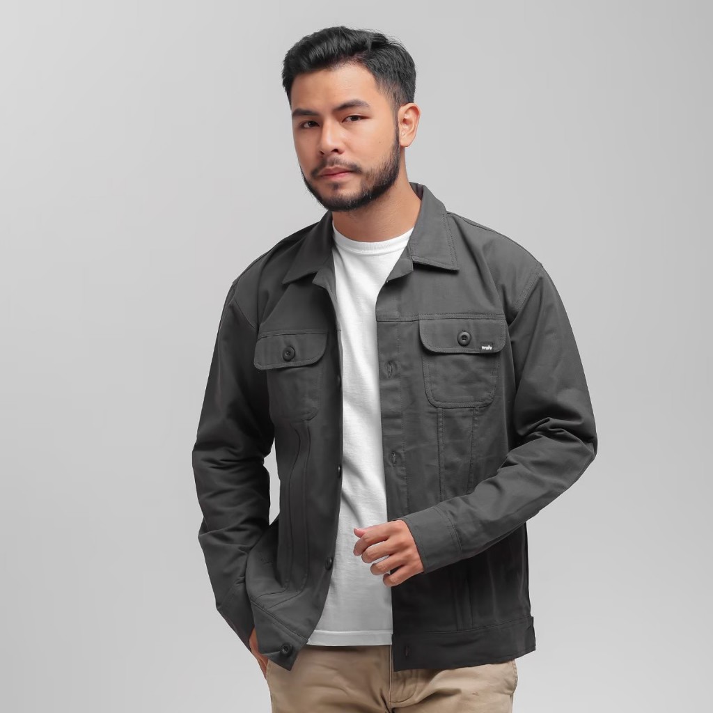 Jacket Distro Pria Canvas Model 4 Saku Branded Original WOLV / Jacket Canvas Unisex Kekinian / Outwe