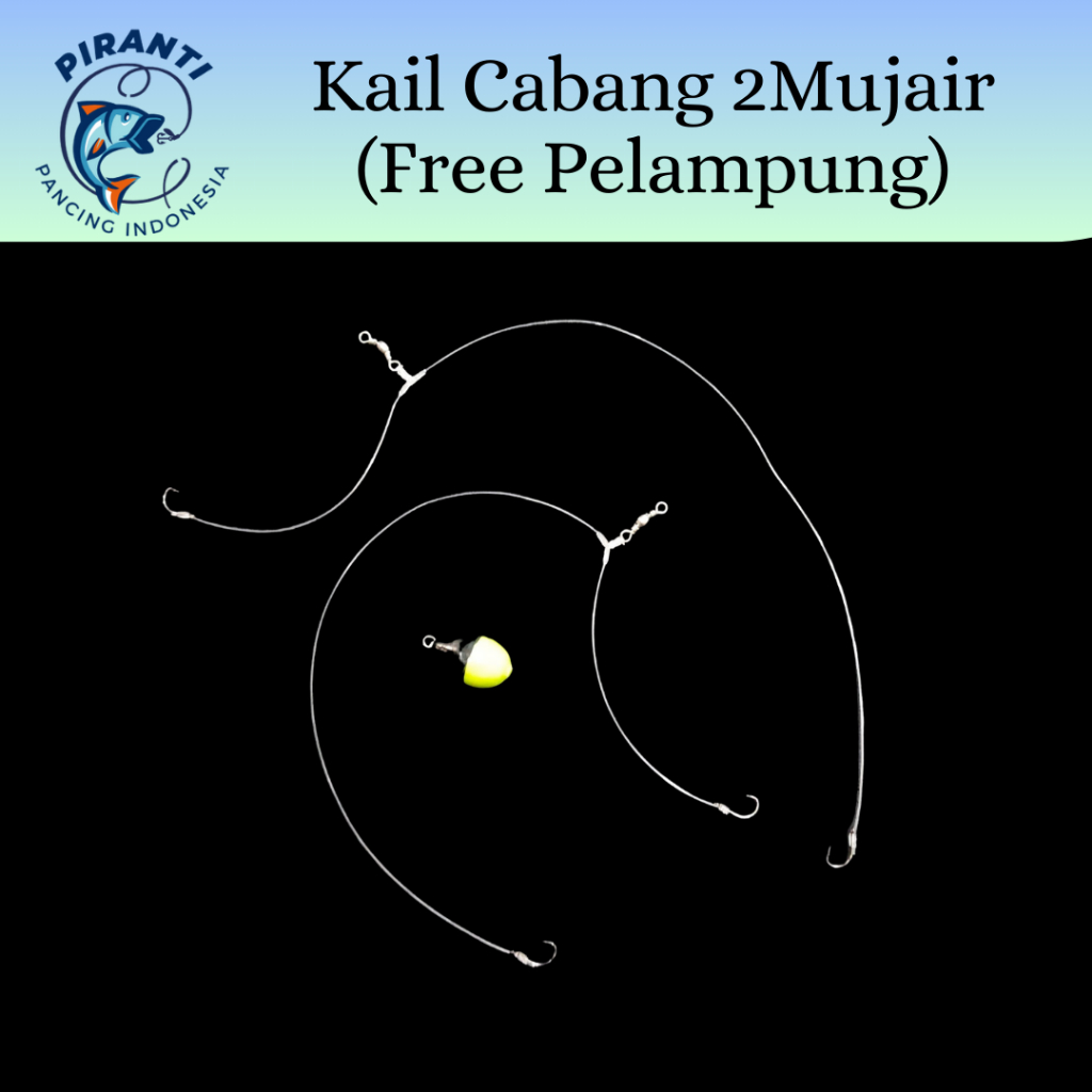 Rangkaian Kail Pancing Ikan Mujair Cabang 2 Free Pelampung (Kail Kecil)