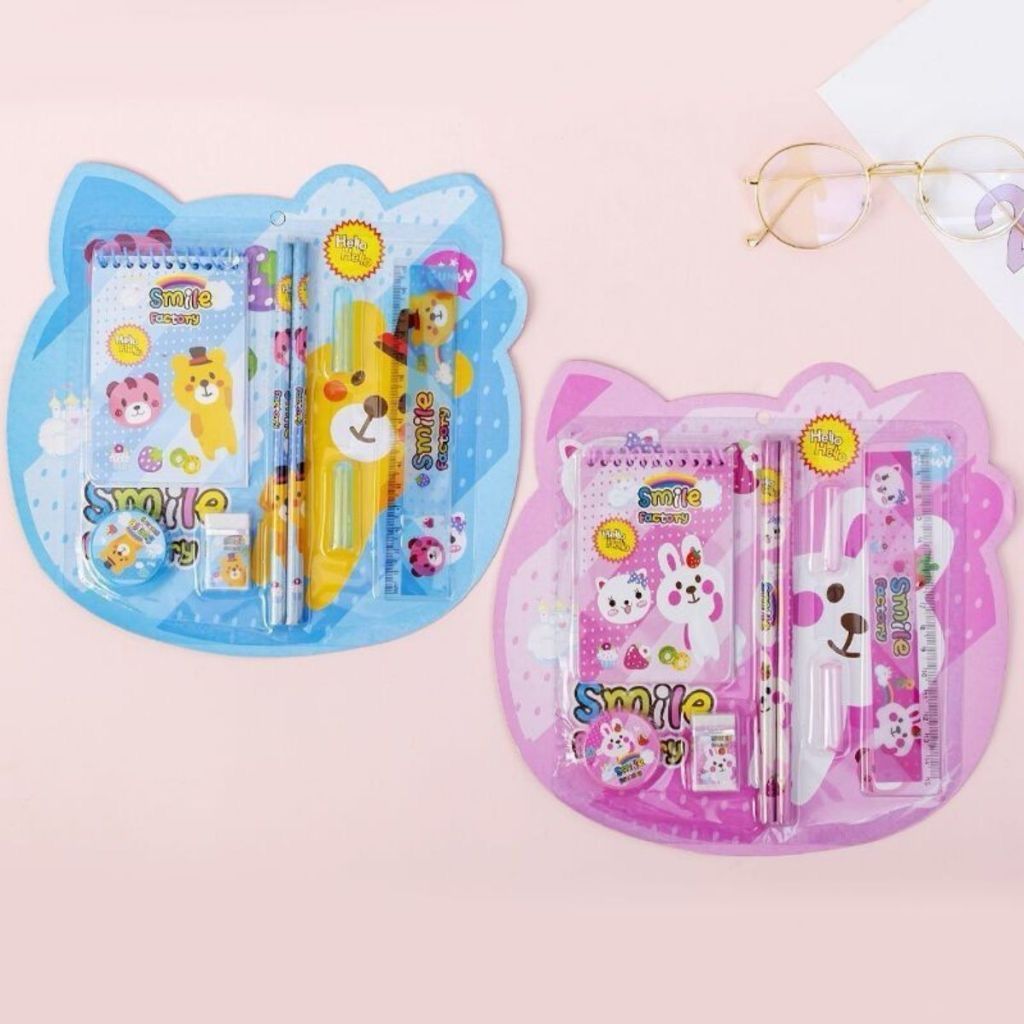 

(8 in 1) Set Alat Tulis PBA Karakter 8in1 / Paket Lengkap Notebook Pensil Penggaris Penghapus Rautan Gambar Kartun Lucu Buku Tulis Note