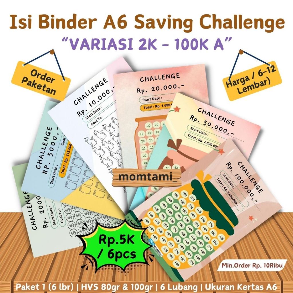 

Isi Binder A6 PAKETAN SUPER LENGKAP | Sinking Funds | Template Tantangan Menabung | 6 Hole | Loose Leaf