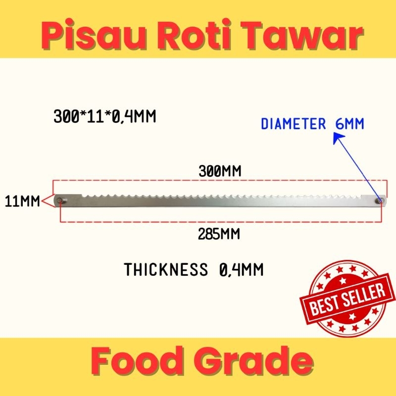 Pisau Roti Tawar Stainless Bergerigi Tajam Bread Knife Import Uk 300mm