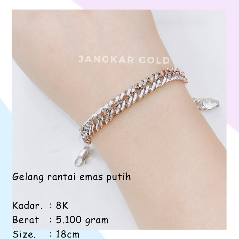 GELANG EMAS RANTAI EMAS PUTIH 8K 5.100GR SISIK NAGA