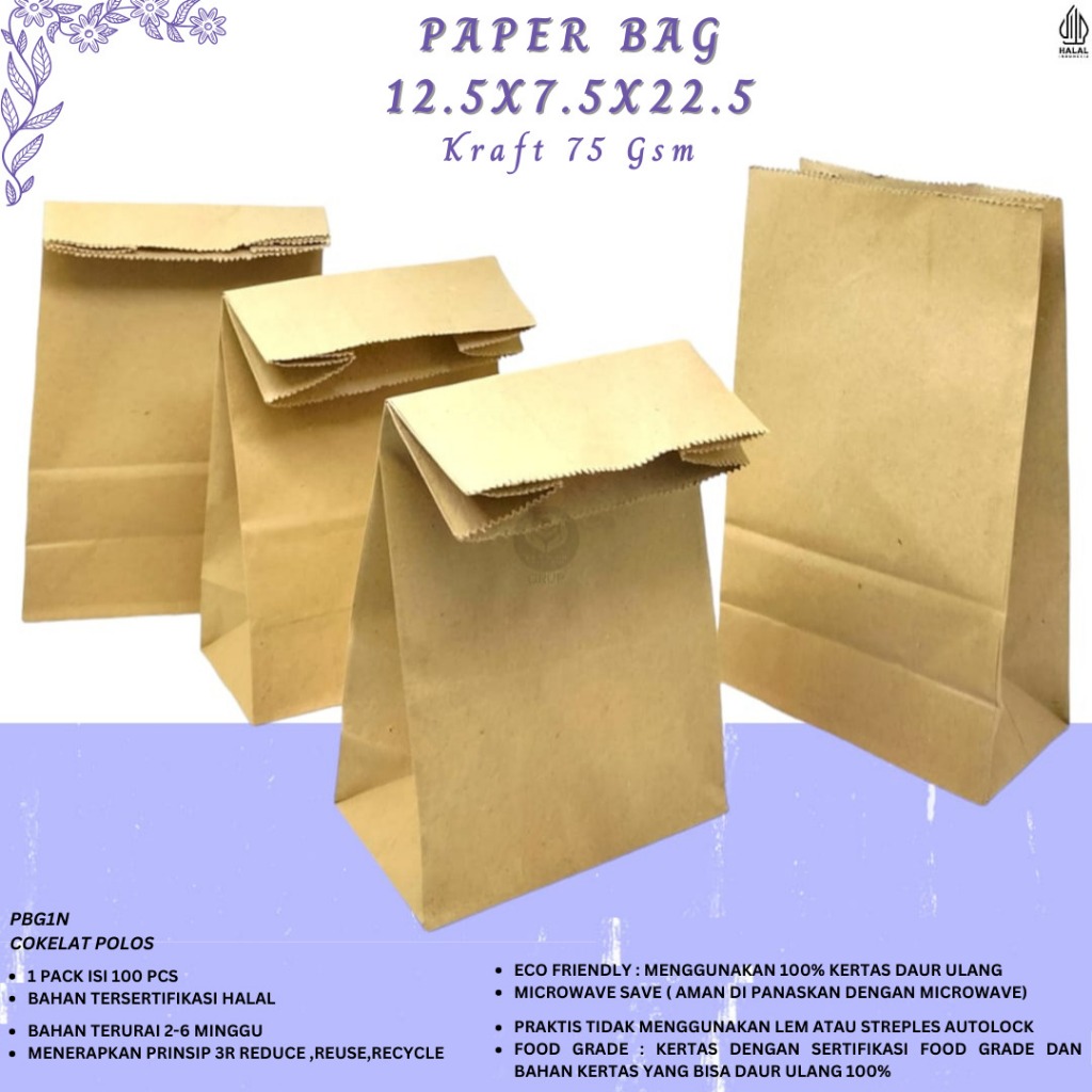 

Paper Bag 12.5X7.5X22.5 Kantong Fried Chicken (Isi 100 Pcs--PBG.1N)