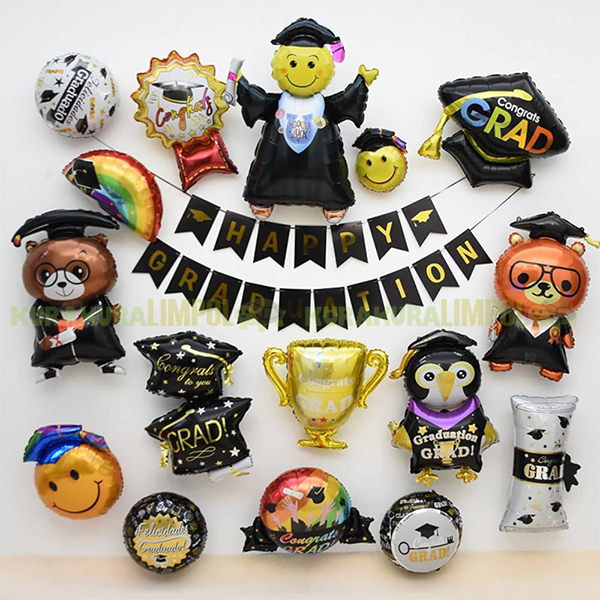 Balon Foil Karakter Happy Graduation Wisuda Dekorasi Graduation