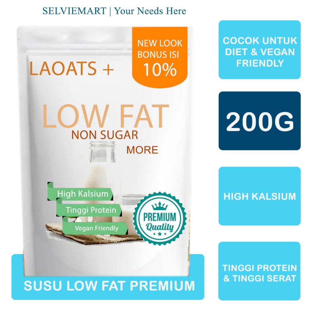 

Susu Bubuk Low Fat Penurun Berat Badan Pelangsing Badan Oat Milk Susu Diet Rendah Kalori Laoats