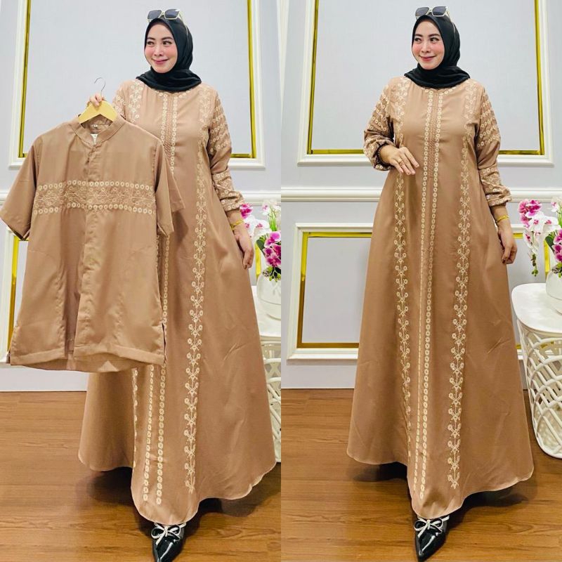 Gamis bordir couple mewah/ Gamis dan koko bordir/ Gamis couple katun toyobo / Pasangan bordir katun 