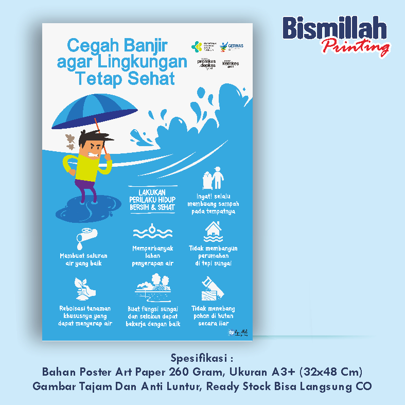 

Poster Kesehatan Cegah Banjir Agar Lingkungan Tetap Sehat