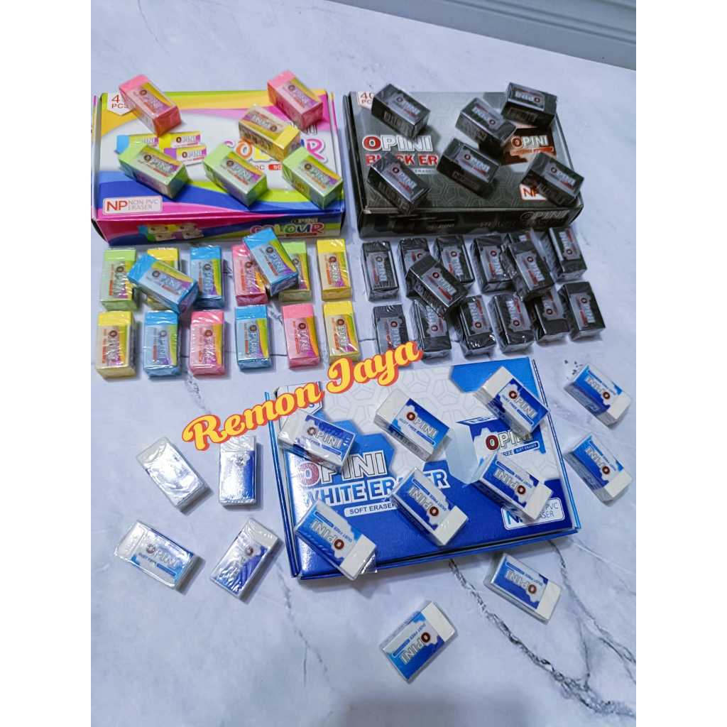 

(isi 40 Pcs) Karet Penghapus Pensil OPINI-warna / hitam- putih- warna warni