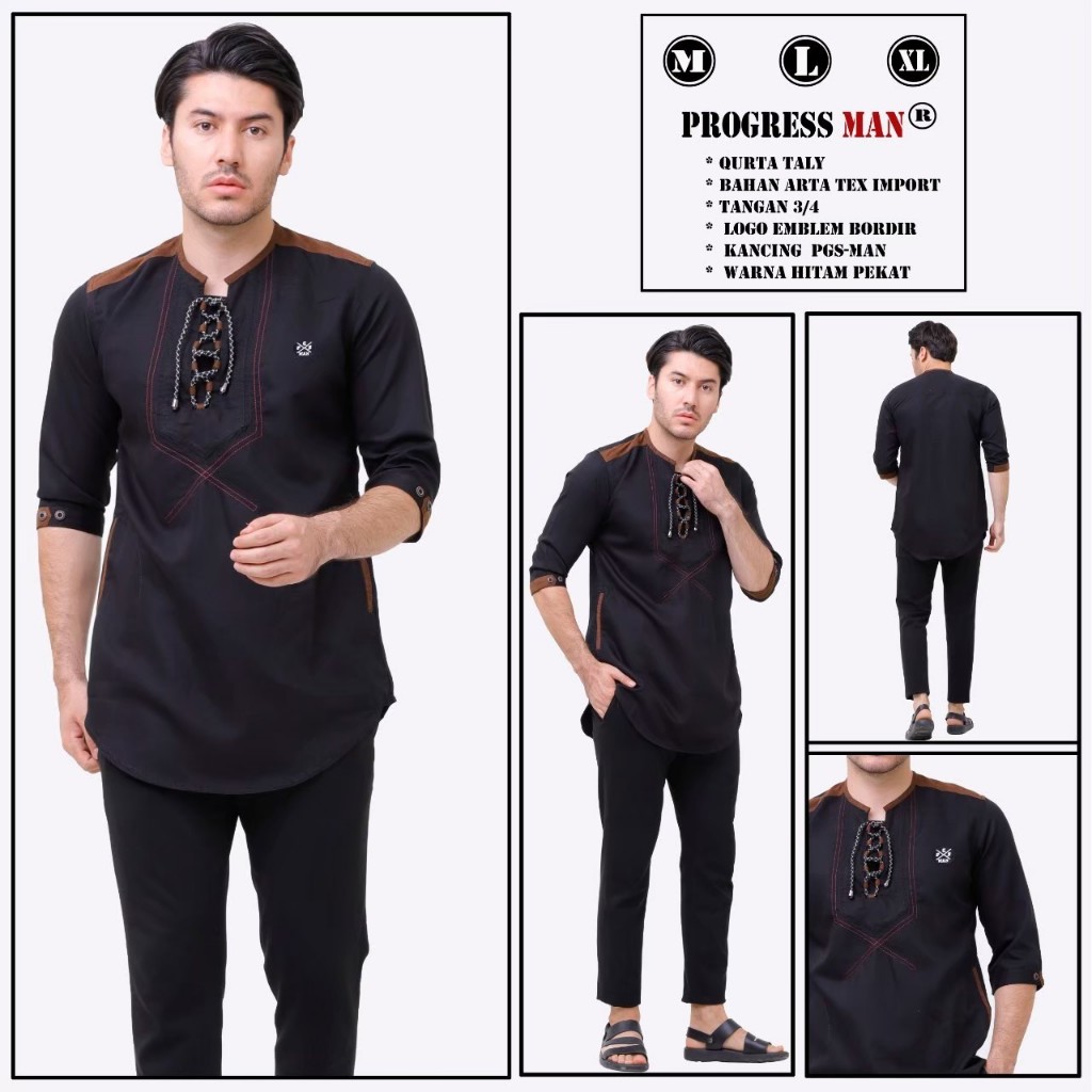kemeja baju koko terbaru koko tali keren original progress man baju koko musslim