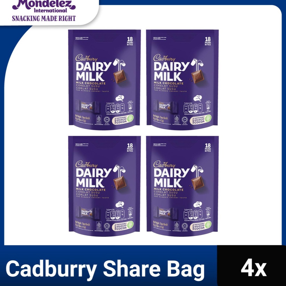 

Spesial disini Cadbury Dairy Milk Cokelat Sharebag Isi 18 x 4