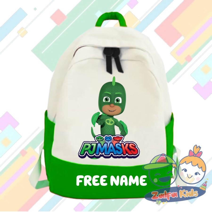 (FREE NAMA) TAS RANSEL SEKOLAH ANAK PJ MASKS KARAKTER GEKKO