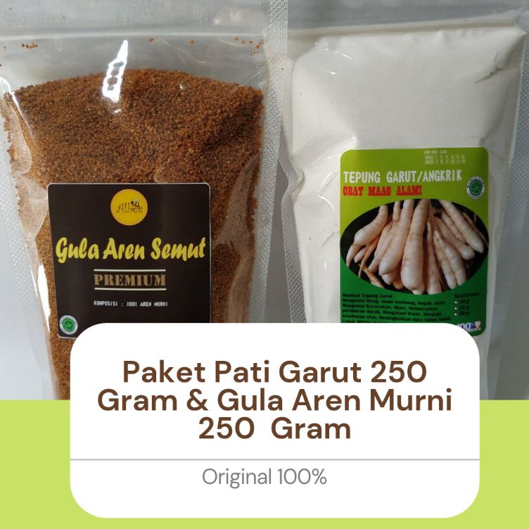 

Hemat Banget PAKET PATI ASAM LAMBUNG/TEPUNG GARUT DAN GULA AREN SEMUT MURNI 250/250 GRAM