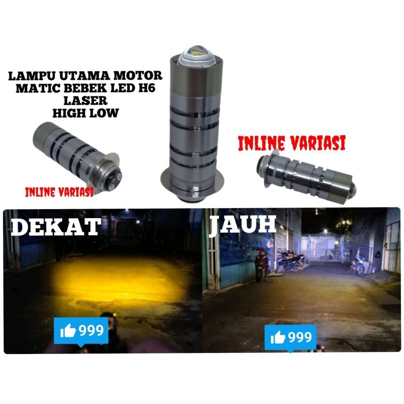Lampu depan motor matic bebek h6 laser high low 2 warna lampu utama laser motor bebek matic