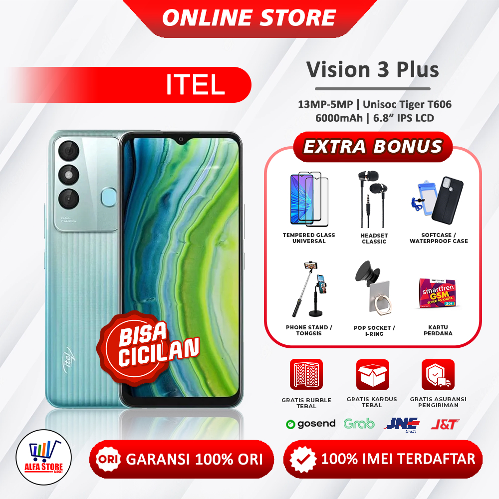 Itel Vision 3 Plus VISION 3 PLUS Ram 4Gb+3Gb up to 7/64Gb Garansi resmi by infinix