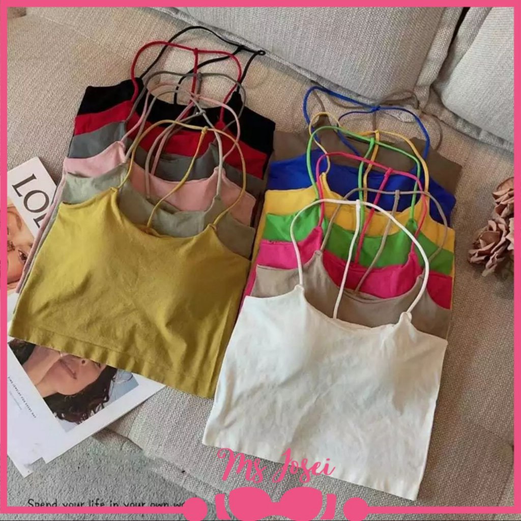 MS JOSEI -Tanktop Polos Halus Tanpa Kawat With Cup Tali Leher Bh Singlet Wanita Atasan Sexy - BRA040