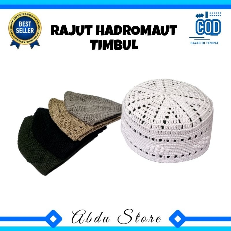 Peci Rajut yaman TEBAL MOTIF , Peci Haji Yaman Hadromaut Motif , Kopiah Haji Yaman , Kopiah Rajut Ha