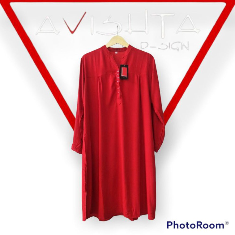 FLASH SALE⚡ Tunik polos rayon merah cabe Tunik katun rayon Tunik polos jumbo lasenta by avishta d-si