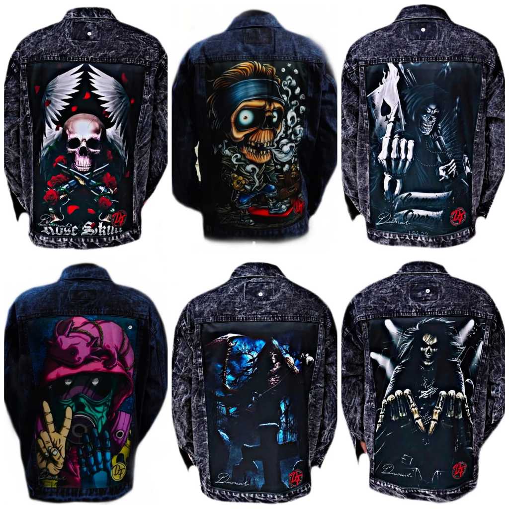 Jaket jeans pria bergambar belakang terbaru/ jaket denim pria wanita bergambar bergambar/ jaket jean