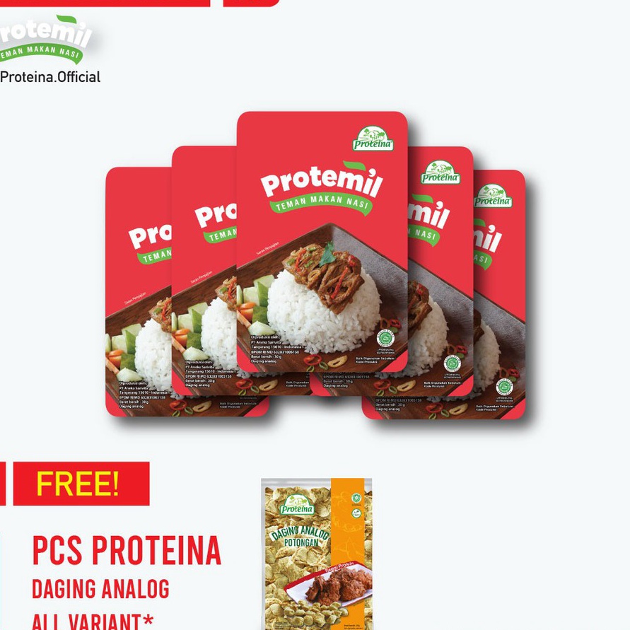 

JGFG5429 TERBARU Protemil 5pcs + FREE 1pcs Proteina Daging Analog