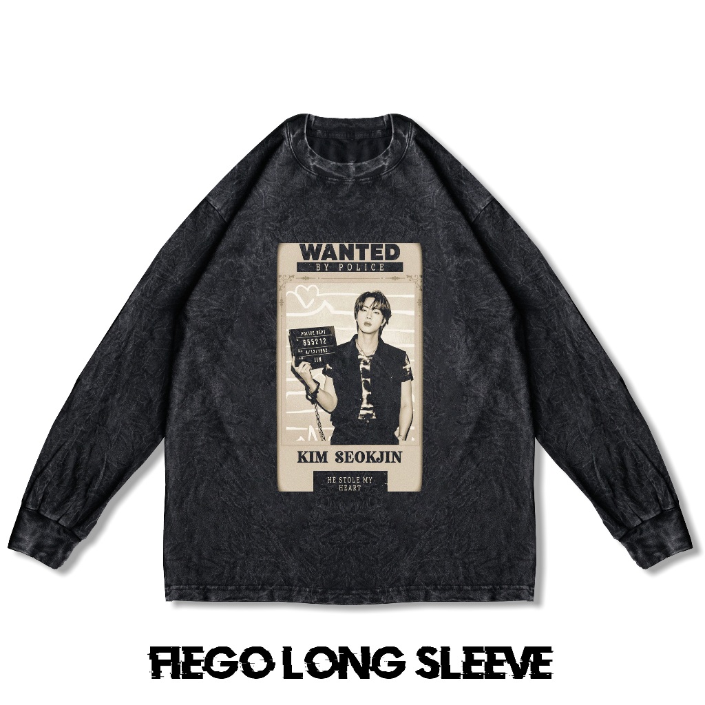 Fiego "KIm SEOKJIN LONG SLEEVE" | Premium Oversize Long Sleeve T-Shirt | Stone Wash | Kaos Vintage |