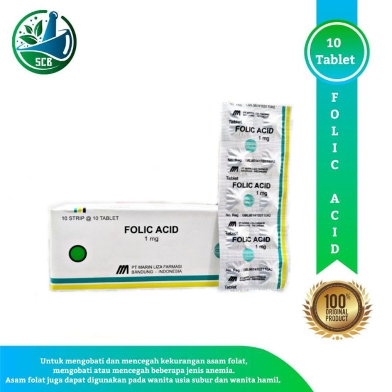 Folic Acid 1mg / Asam Folat 1mg - Isi 10 Tablet