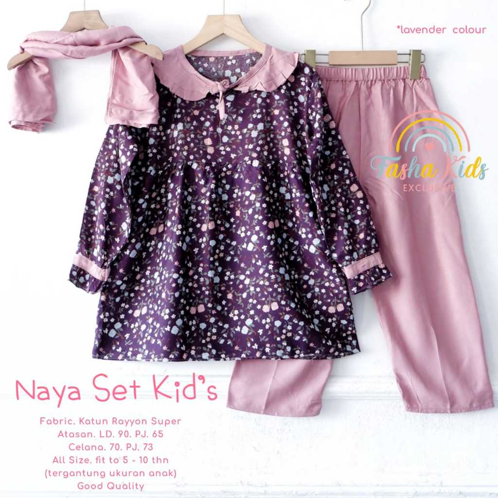 [ORI 100% Fasha Kids] NAYA SET KIDS SETELAN ANAK BAJU MUSLIM ANAK SET KIDS TEENS PAKAIAN ANAK REMAJA