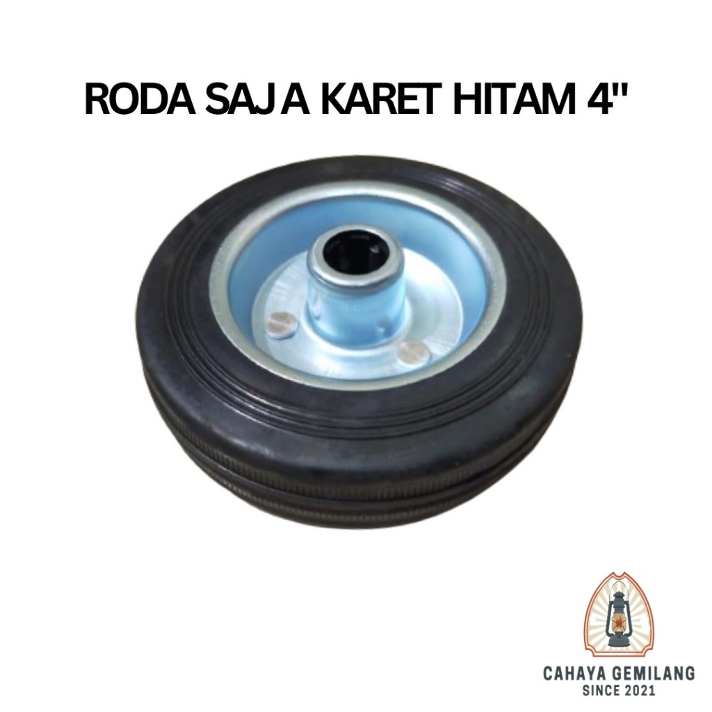 Roda Karet Hitam 4" Inch 10 cm Roda Saja PU Trolley Ban Mati Etalase Meja Gerobak Troli Wheel Only C