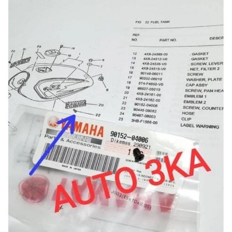 BAUT EMBLEM TANGKI YAMAHA RXS RXK ORIGINAL 90152-04006