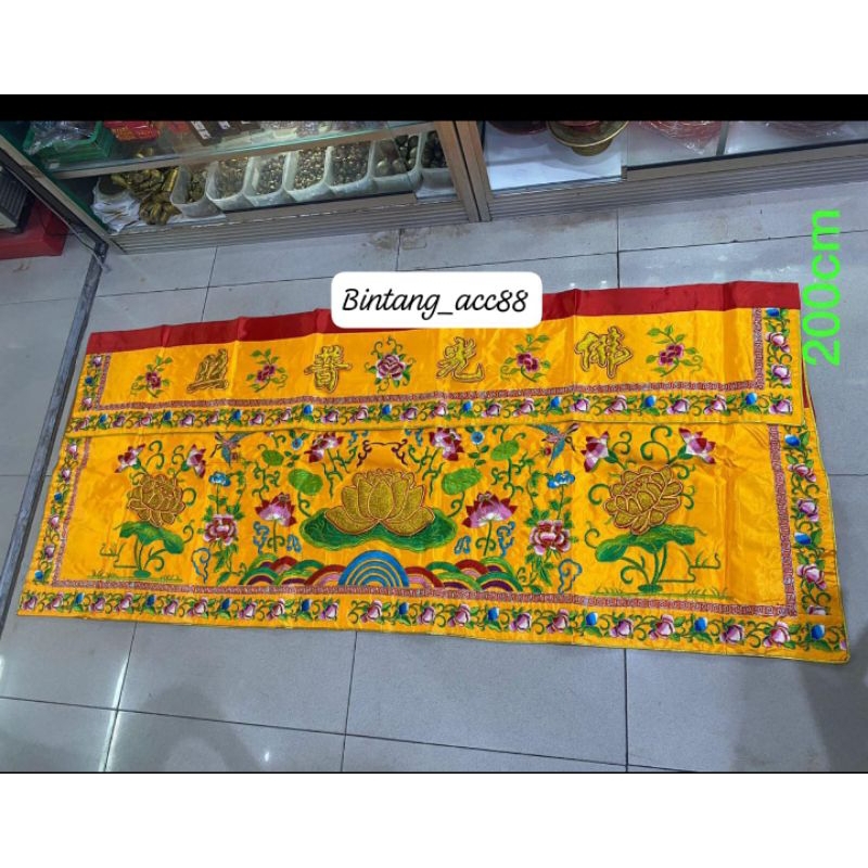 towi/ tok wi/tokwi-kain altar kuning-teratai-bordir- 200cm-g