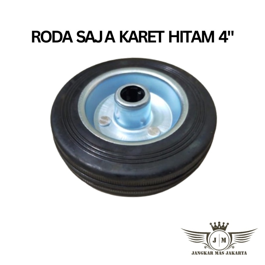 Roda Karet Hitam 4" Inch 10 cm Roda Saja PU Trolley Ban Mati Etalase Meja Gerobak Troli Wheel Only J