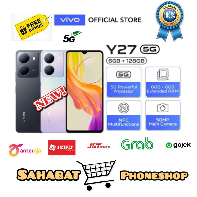VIVO Y27 5G RAM 6GB / 128GB ( 6GB + 6GB EXTENDED RAM)  GARANSI RESMI