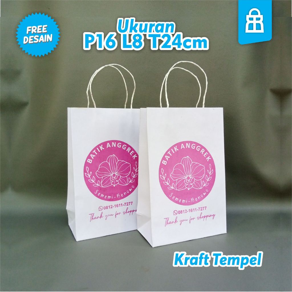 

Paper Bag Custom Sablon ,Tas Kertas Skincare Bahan Kraft Dengan Sablon