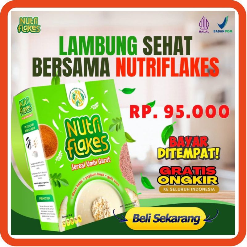 

NUTRIFLAKES - NUTRIFLAKES SEREAL UMBI GARUT NUTRI FLAKES ATASI MAAG AKUT ASAM LAMBUNG GERD DAN PENCERNAAN