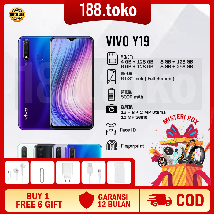 HP VIVO  Y19 Ram 8/256GB  4G LET 6.53 Inches 16MP Handphone